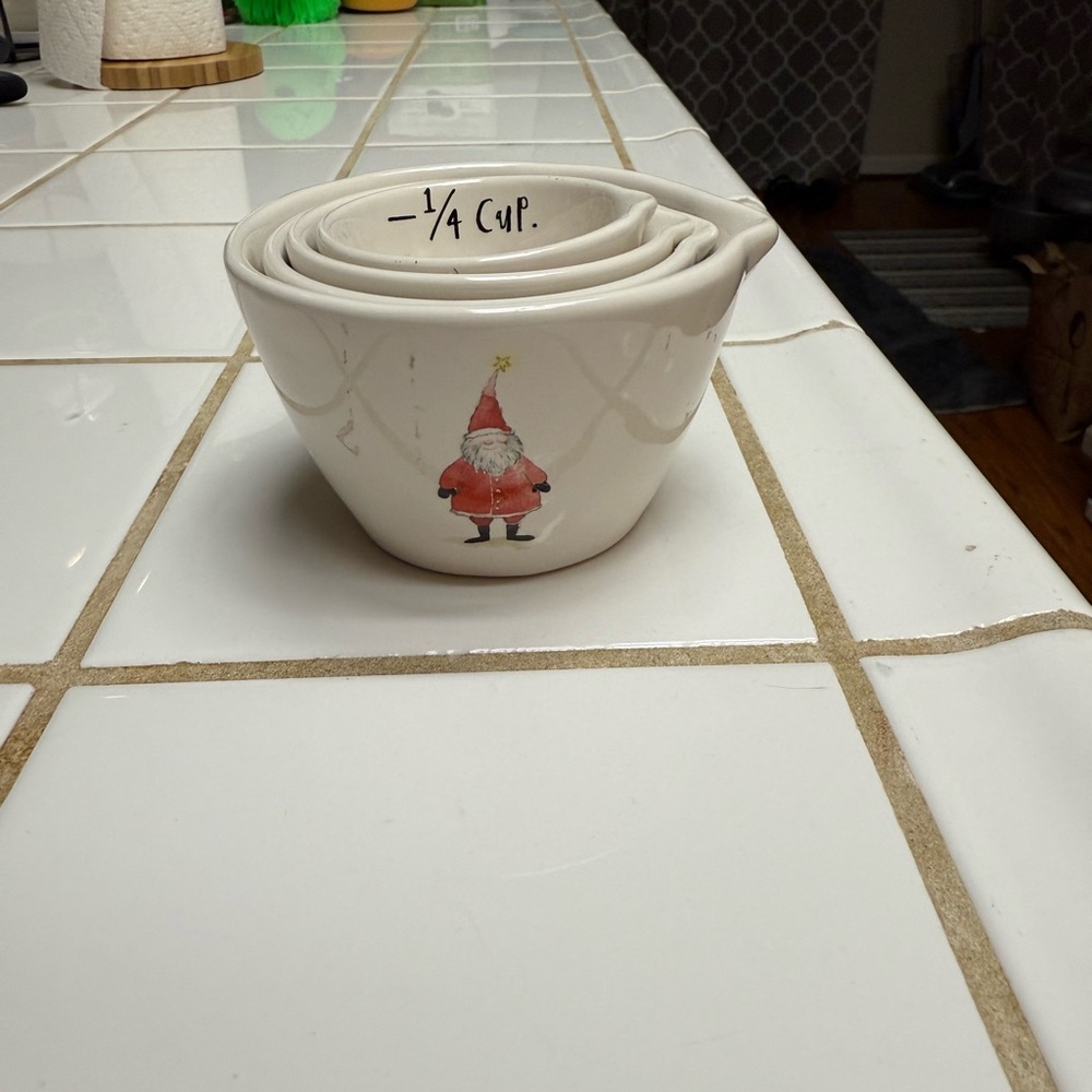 Rae Dunn Santa Claus Ceramic Measuring Cups